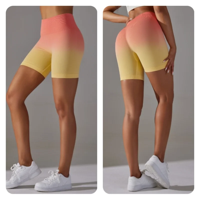 

Women's Seamless High Elasticity Gradually Changing Peach Buttocks Tight and Sexy Sports Yoga Pants High Waisted Fitness Shorts