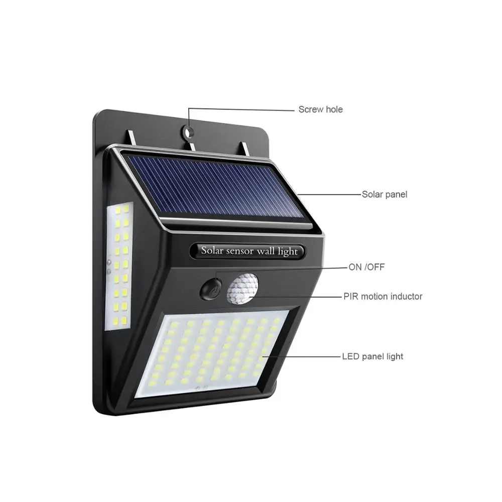 100 LED Solar Light Outdoor Wall Solar Lamp Motion Sensor Solar Powered Waterproof Sunlight Street Light for Garden Decoration