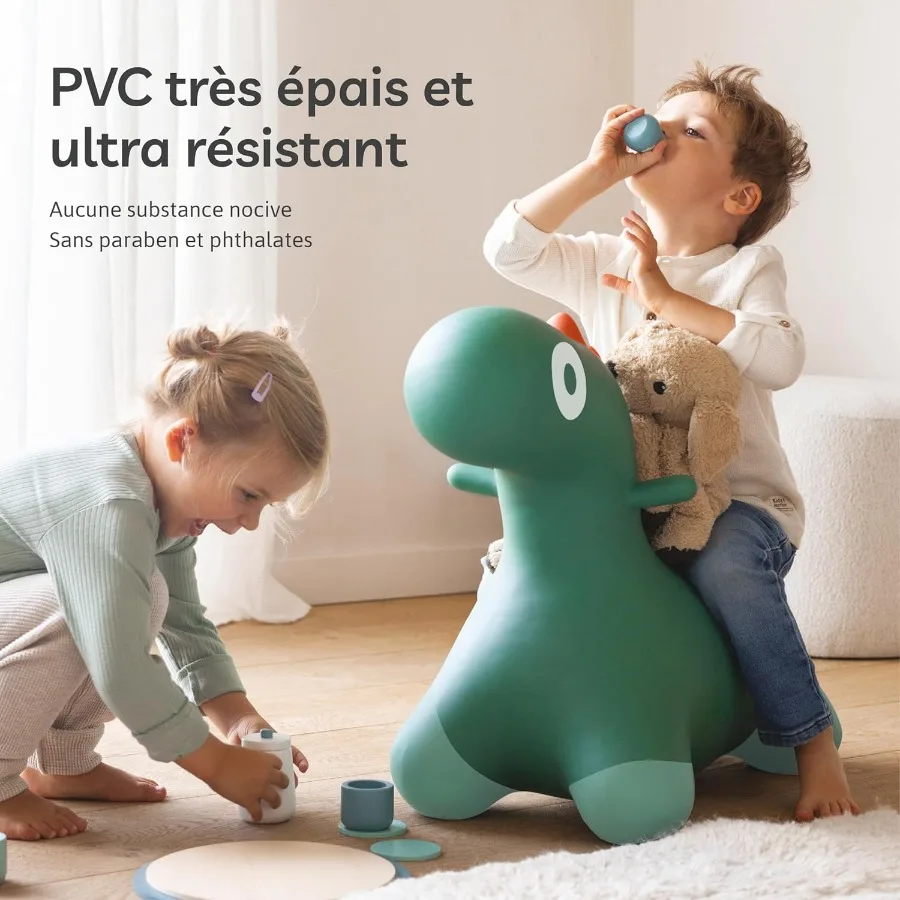 Hoppi Dino Springen Opblaasbaar Speelgoed Tuin Groen voor 18 maanden Buiten Binnen Gebruik met Pomp Cadeau Ontwerp