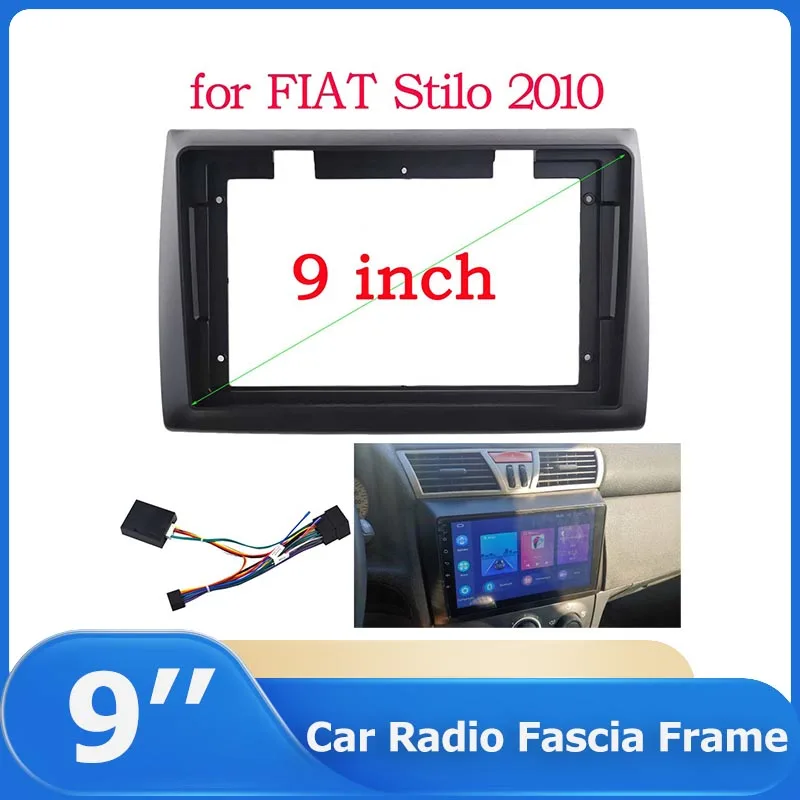

2Din Car Android Radio Frame For Fait Stilo 9 inch Stereo Panel Harness Wire Canbus Head Unit Panel Naviagtion Frame
