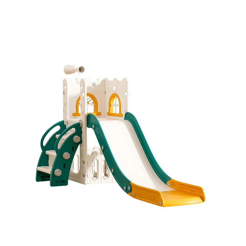 Tobogán para niños pequeños, juegos para patio de juegos interior y exterior con aro de baloncesto, almacenamiento y telescopio, juguetes de escalada para niños