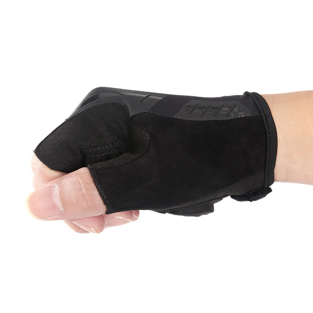 

Half Finger Riding Gloves Black Size M Elastic Breathable Anti-Skid Palm Protective Gloves Finger Vent for Outdoor Sports