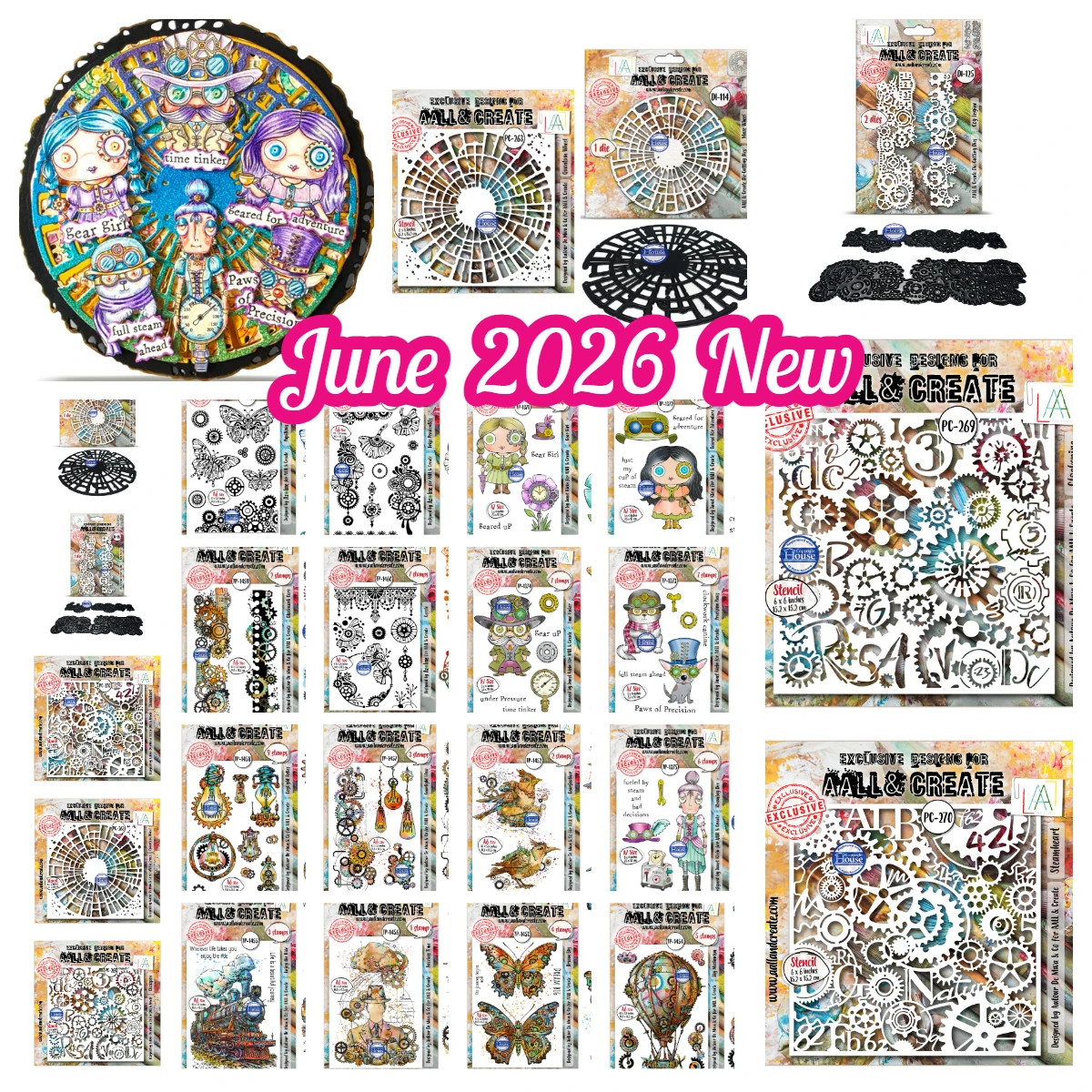 Aall& Create Maze Wheel Clockspire Steamheart Precision Paws Troqueles de corte de metal y sellos para álbumes de recortes DIY y manualidades, Novedad de junio de 2026