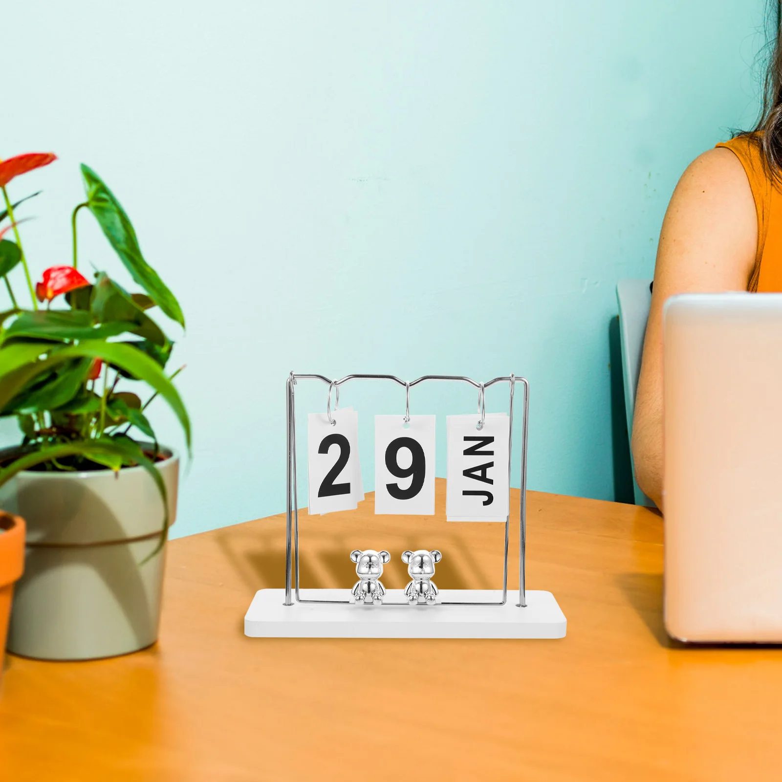 

Perpetual Calendar Desk Ornaments Tabletop Aesthetic Swing Creative for Office Decorative