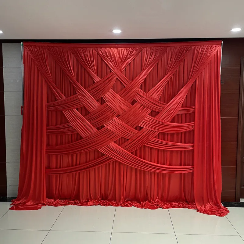 

Upscale Wedding Background Cloth Curtain Variable Shape Cross Ice Silk Screen For Party Stage Decoration Scene Photography Props