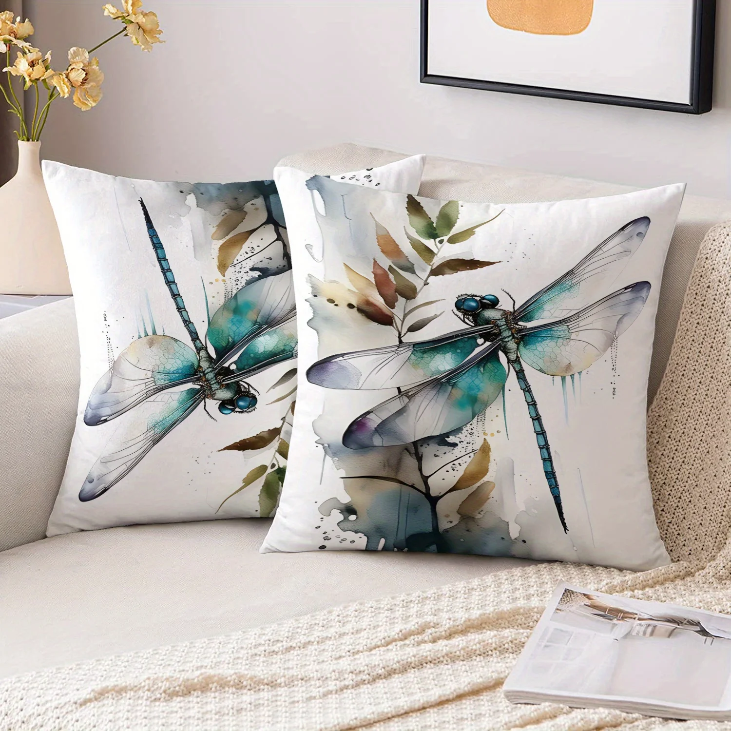 2개입 모던 잠자리 무늬 쿠션 커버, 18x18인치, - Pillow Insert 18X18 리뷰 및 가격