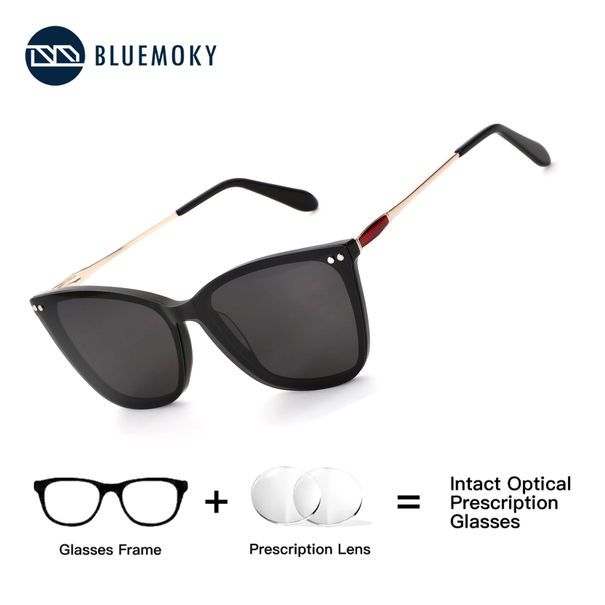 

BLUEMOKY Acetate Butterfly Prescription Eyewear Female's Clip-on Glasses UV400 Polarized Anti Blue Light Women's Medical Glasses