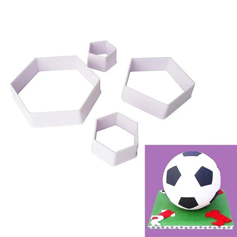 4 Pcs/lot Football Plastic Cutter Fondant  Cookies  Embosser Tool Set Mold Cake Decorating  Sugarcraft Bakeware