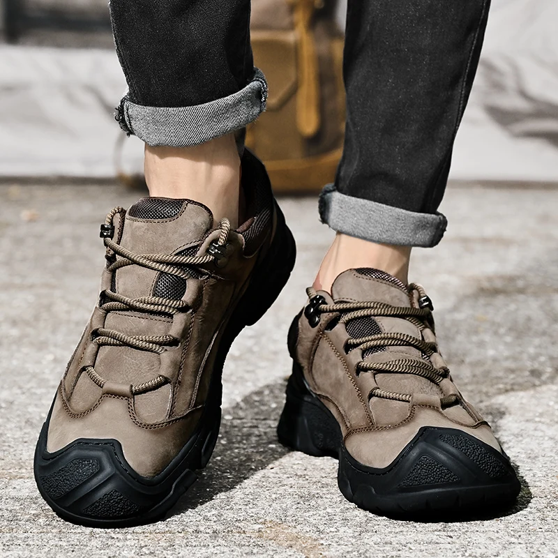 

Genuine leather men's hiking shoes Luxurious and comfortable quality Outdoor leisure walking Running Office daily men's shoes