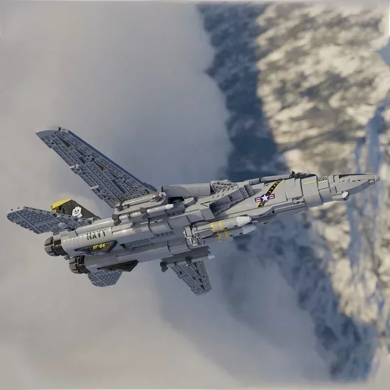 Série militar moc tijolos de construção f14 tomcat lutador modelo tecnologia blocos de aeronaves modulares diy conjunto montagem presente natal