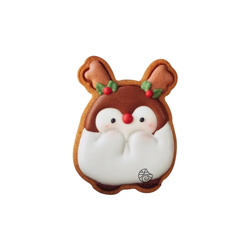 Christmas Penguin Elk Pattern Cookie Cutter Xmas Animal Deer Biscuit Stamp Plastics Icing Cookie Mold Fondant Cake Decorations