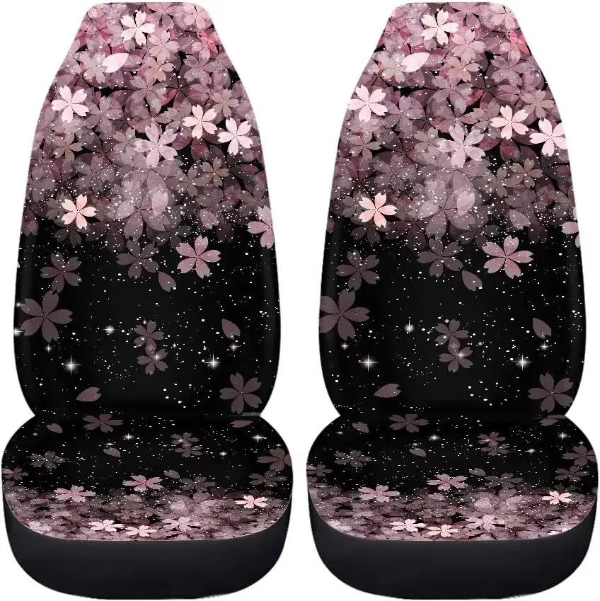 Cherry Blossom Car Seat Cover Sakura Auto Seat Covers Floral Front Seat Protector Fit for Most Cars Sedan SUV Van 2 Pcs