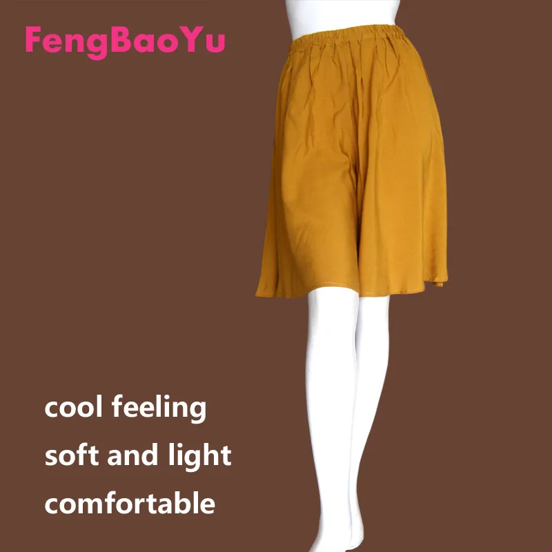 Fengbaoyu Original Design Cotton Silk Five Cent Skirt Summer ladies Leisure Sports Home Fat Girls Holiday Wide-legged Loose 5XL