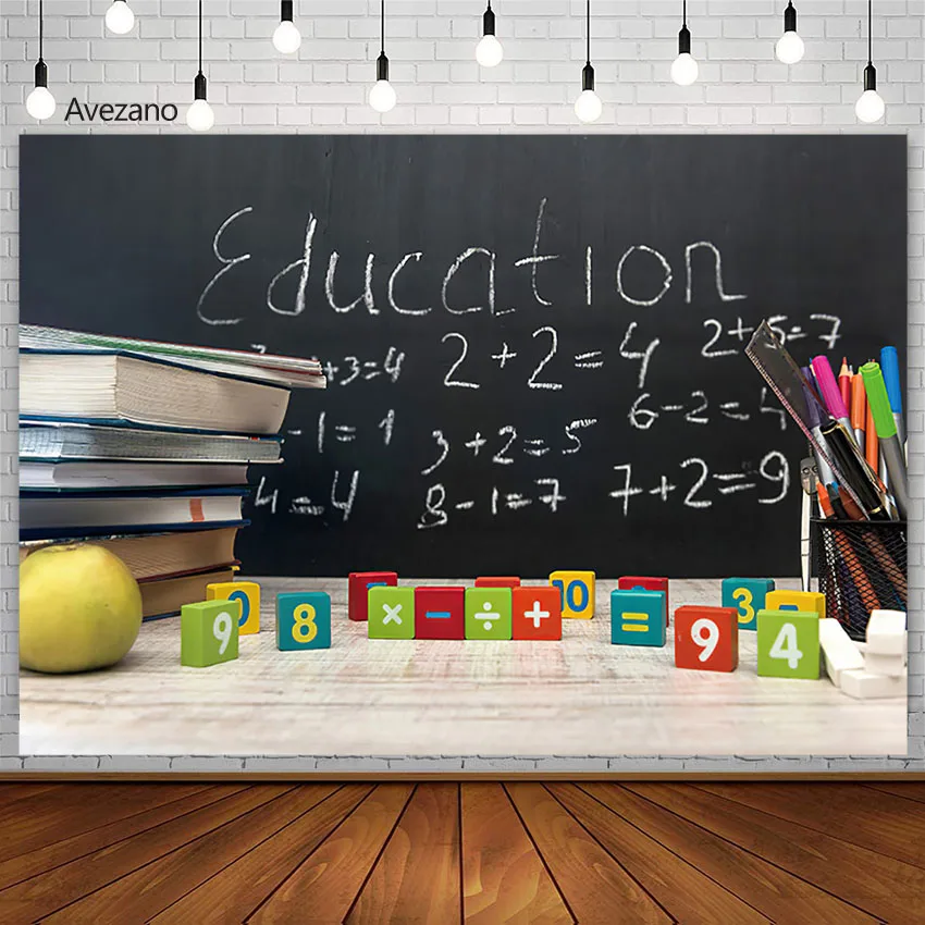 Avezano Back To School Photography Background Math Blackboard Education Child Party Backdrop Decor For Photo Studio Photozone