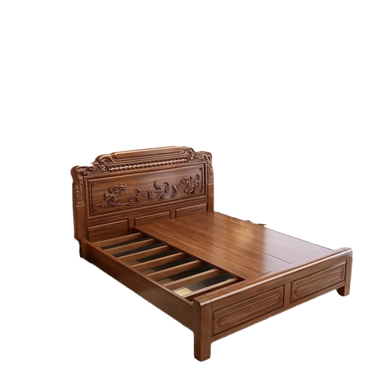 

Carved South American red sandalwood Ming and Qing retro new Chinese master bedroom large bed single sheet cabinet