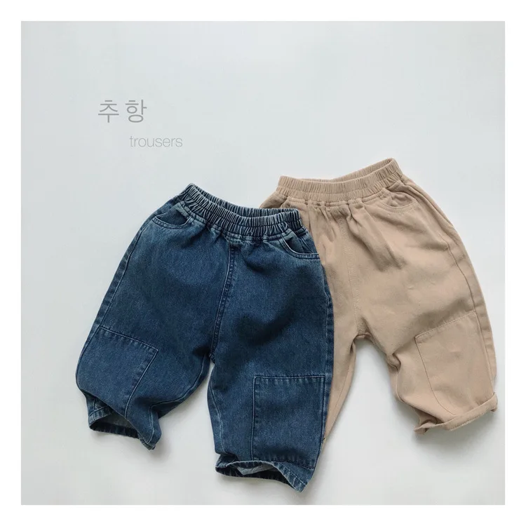 

Korean Autumn New Childrens Boys Denim Pants Retro Loose Casual Toddler Boys Jeans Fashionable Solid Children Boys Trousers