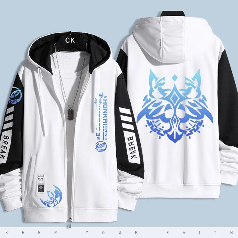 Anime Game Honkai Impact 3 Cos THE MOTH WHO CH. SES THE FL MES Aponia Simple Casual Thin Zipper Hooded Jacket Clothes