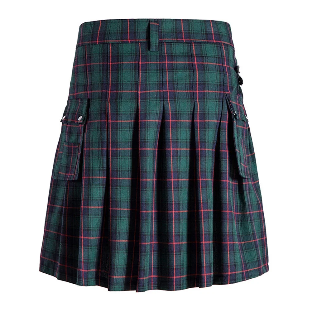 Rok pendek Pria Skotlandia tradisional Highland rok gaun Kilts Tartan rok kotak-kotak lipit abad pertengahan celana pria kotak-kotak