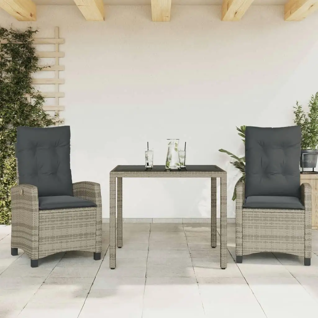 

Grey PE Rattan Garden Dining Set with Medium Removable Cushions Outdoor Furniture for Patio and Backyard