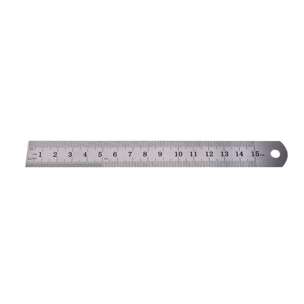 Simple Ruler 15cm Steel Ruler Office Stationery Metric Rule Precision Metal