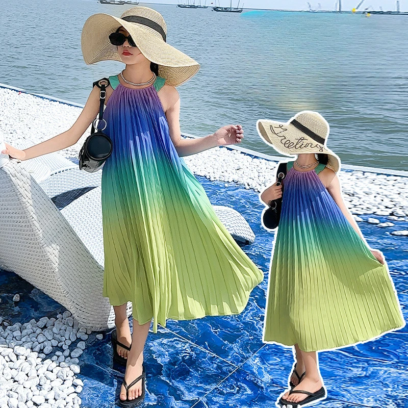 

Girls Skirt Summer Beach Dress 2024 New Girls Summer Dress Children Casual Holiday Slip Simple Casual Children Skirt Clothes