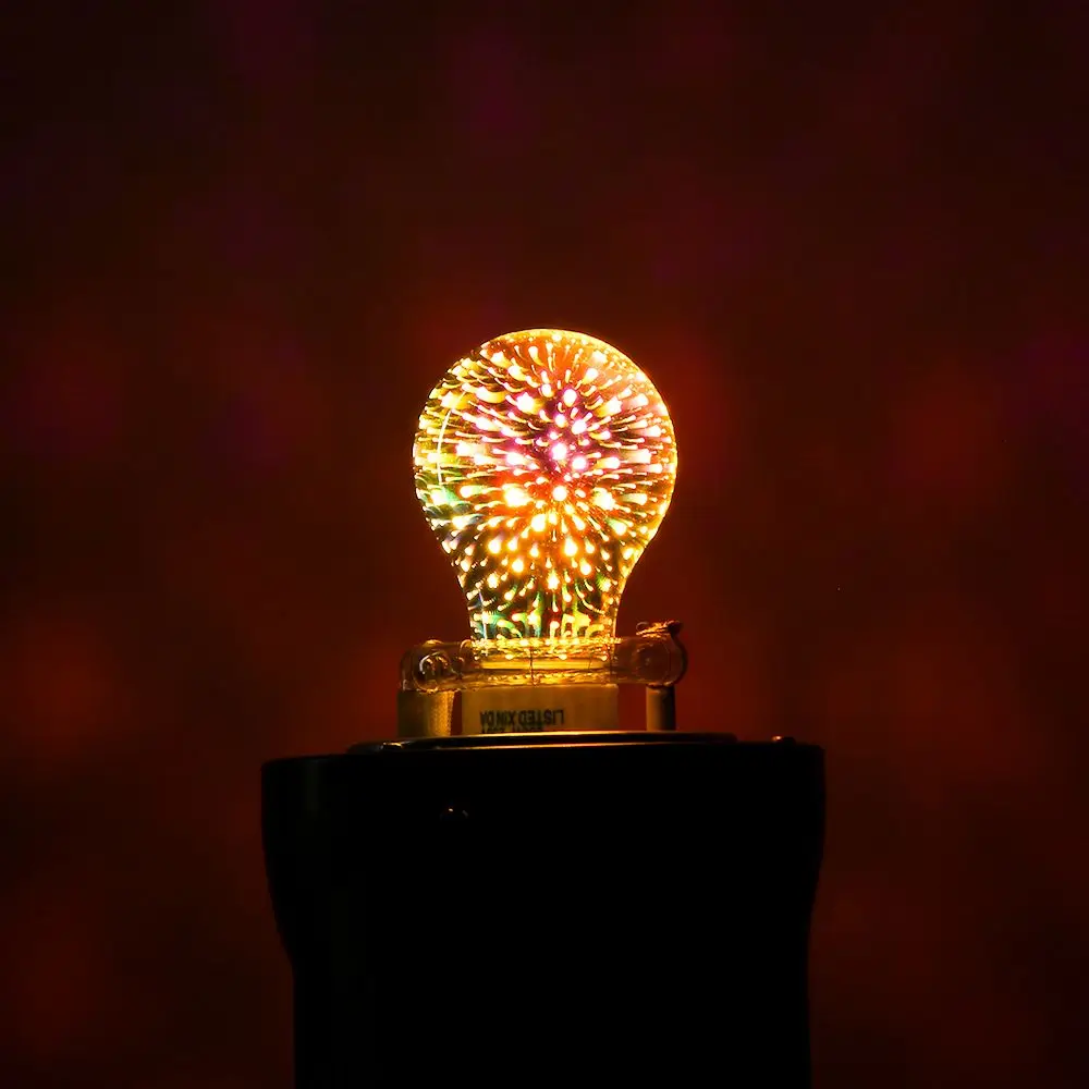 Supporto E27 da 3 W Decorazione domestica Connettore a vite Lampada da festa in vetro Lampadina Edison 3D