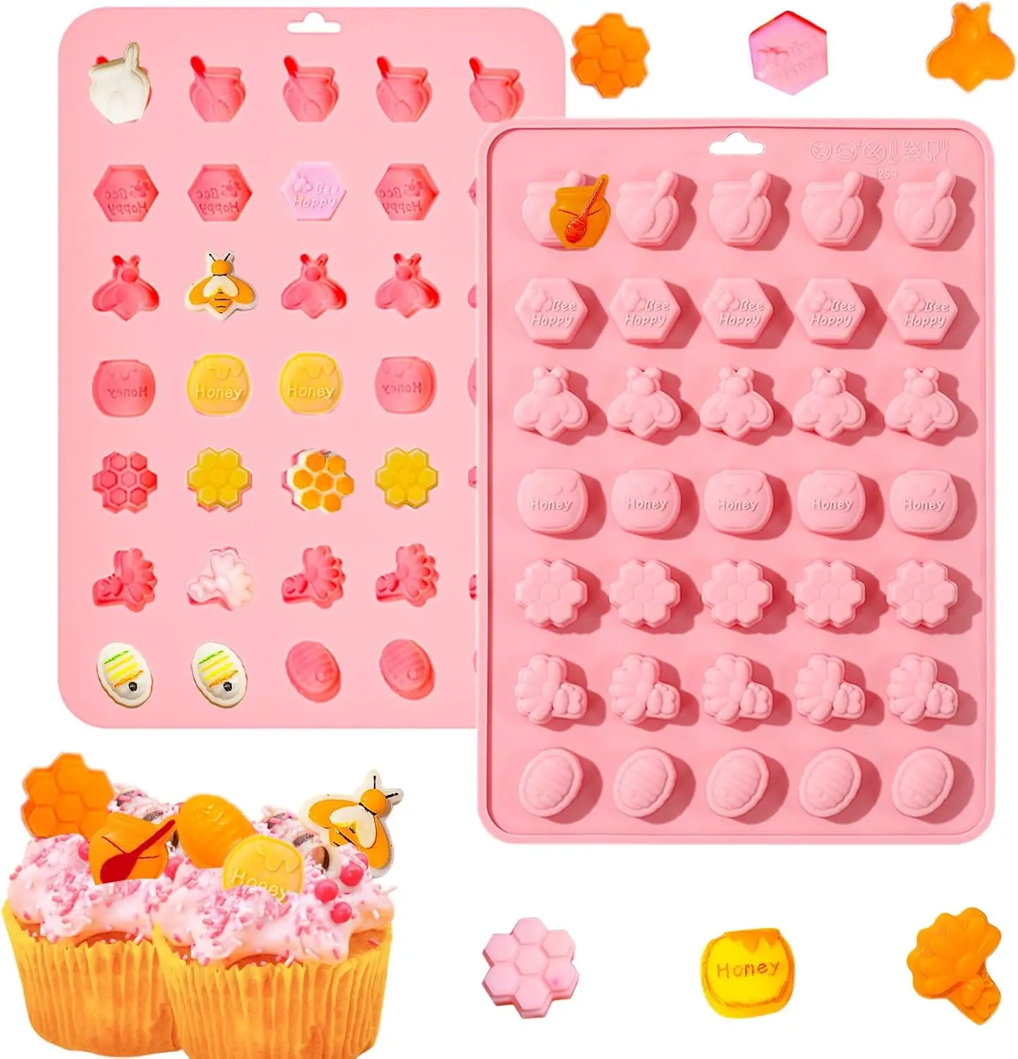 

35 Cavity Bee Silicone Mold Honey Soap Mold for Baking with Honeycomb Flower Design Chocolate Molds for Themed Party Cake Decor