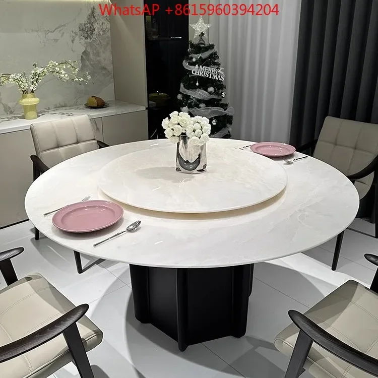 Italian minimalist royal white jade luxury stone round table natural marble villa premium dining table white ice jade table