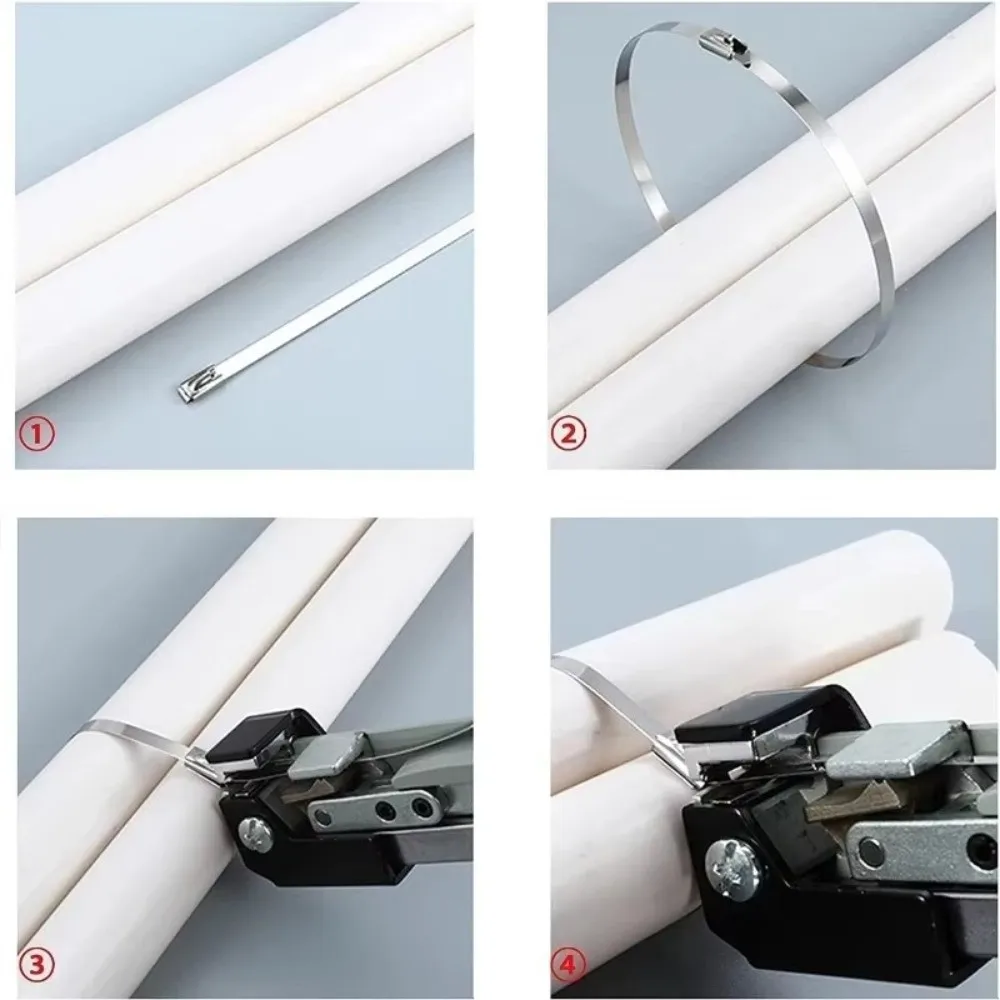 100PCS Stainless Steel Cable Tie Straps Heavy Duty Self-Locking Zip Ties Corrosion Resistant Rustproof Fastening Strap