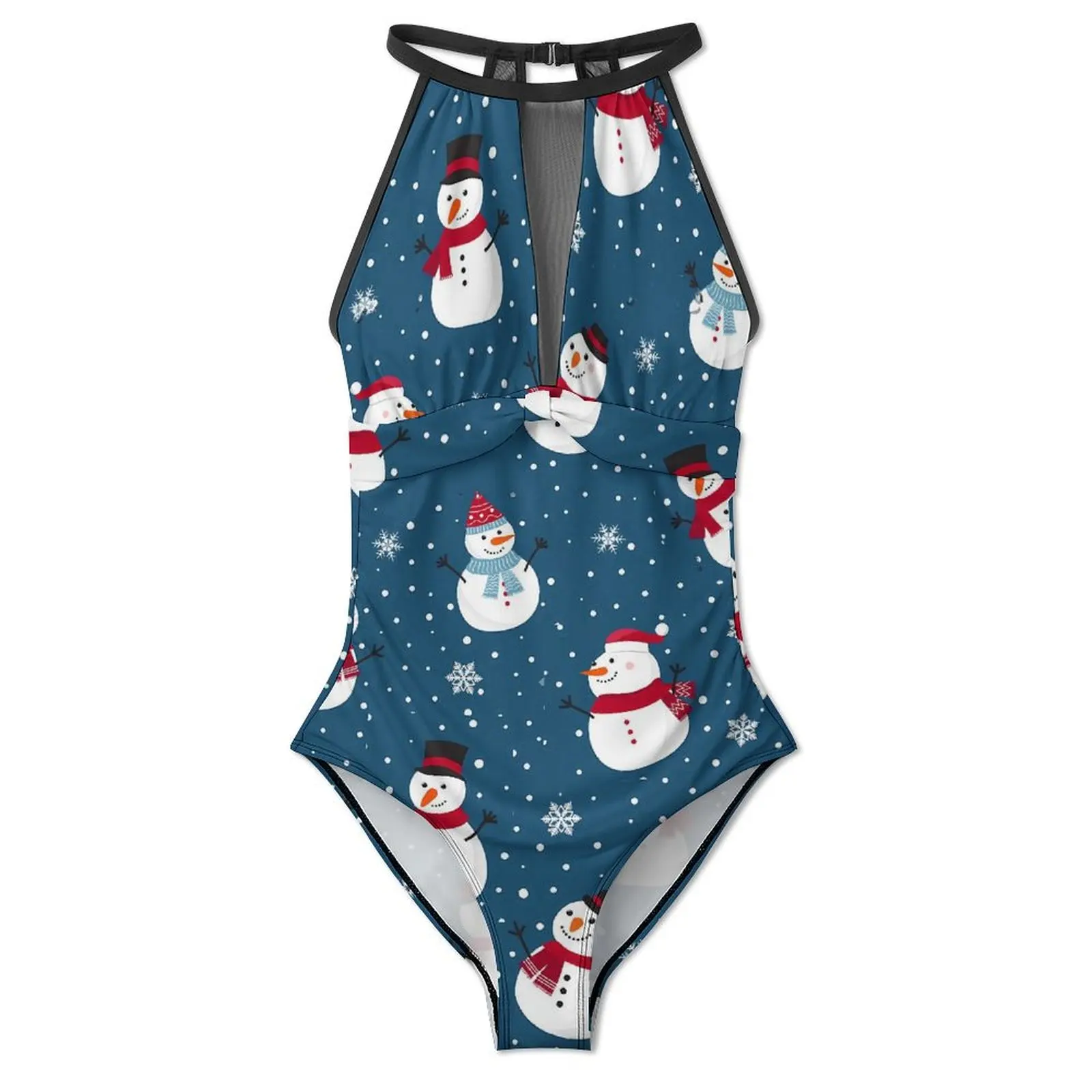 CHRISTMAS Swimsuit WINTER SNOWMAN One-Piece Swimwear Push Up Stylish Monokini Sexy Sport Design Beach Wear