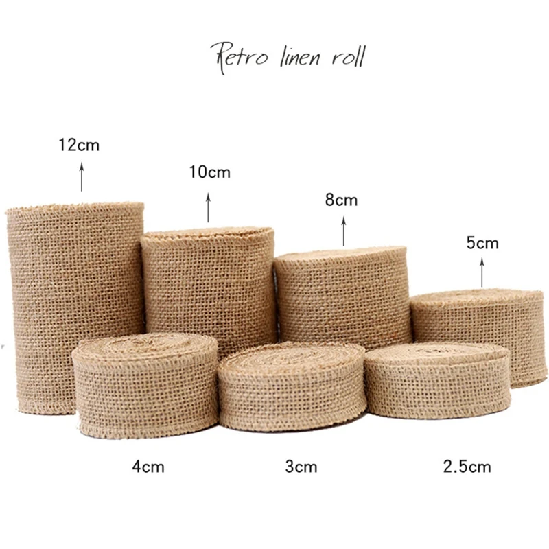 Natural Jute Burlap 5M/Roll Hessian Ribbon for Vintage Rustic Wedding Decoration Ornament Festival Gift Party DIY Craft Supplies