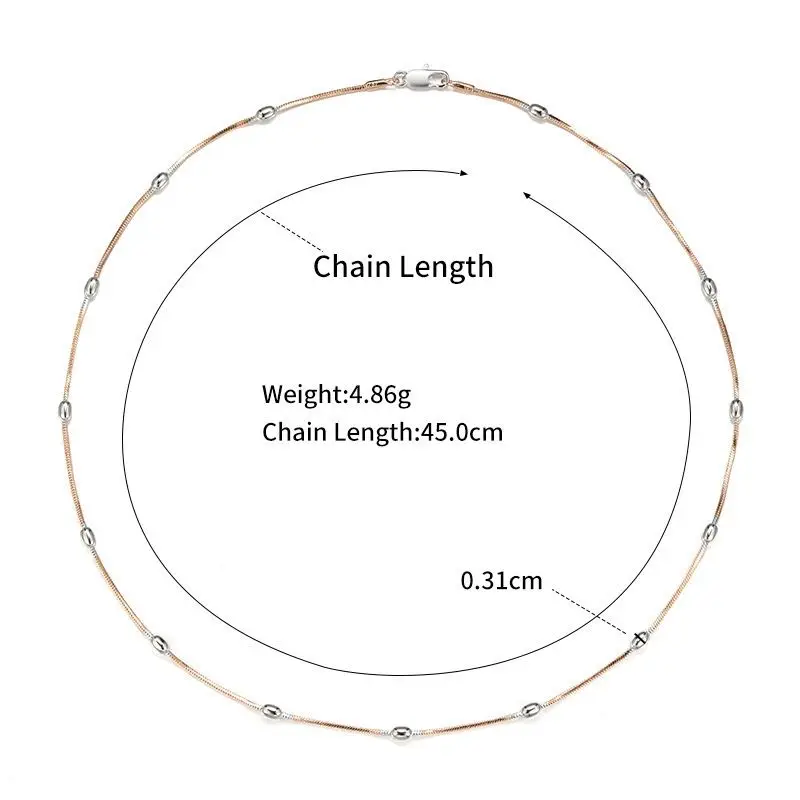 مجوهرات XP - (45 سم × 3 مم) مزيج 2 قلادات من خرز الأفعى المطلية بالذهب للنساء مجوهرات الأزياء بالجملة #2