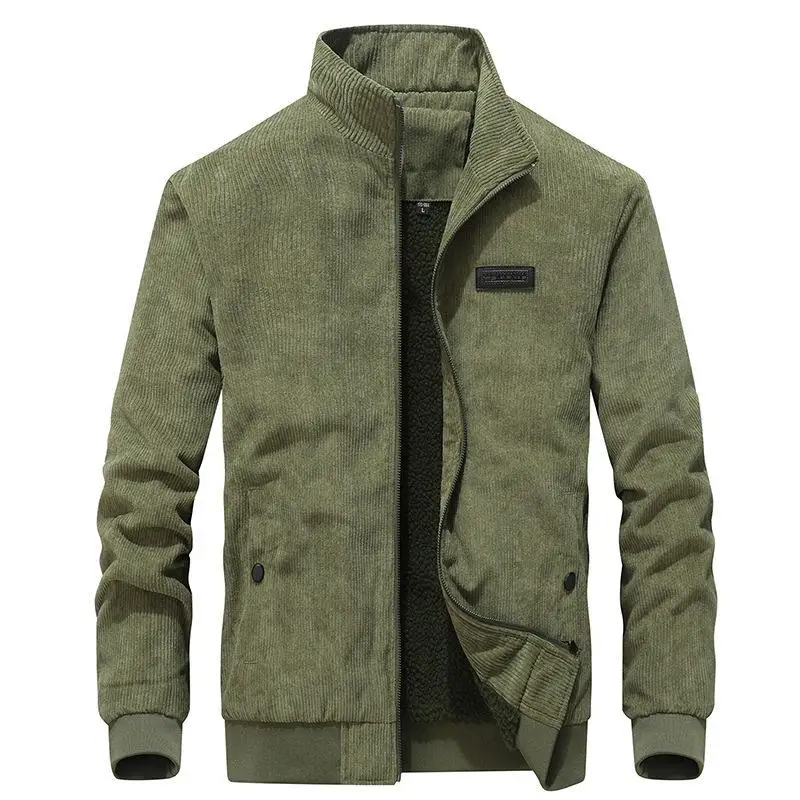 

Winter Thickened Corduroy Jacket Fashionable Stand Collar Lamb Velvet Casual Basic Men's Jacket Trendy Winter Clothes