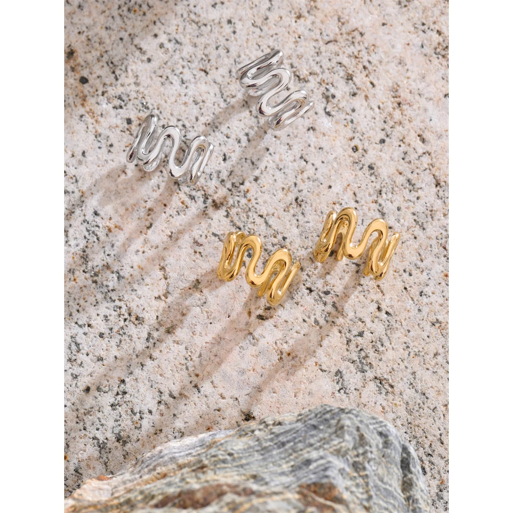 Yhpup حار نمط الفولاذ المقاوم للصدأ غير النظامية قابل للتعديل الأذن العظام أقراط مشبكية الوافدين شعبية سحر المجوهرات بالجملة #5