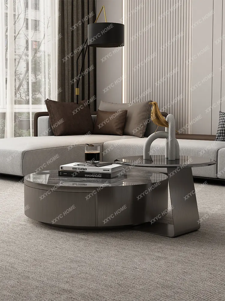 

Coffee Table Living Room Home Small Apartment Italian Minimalist Modern Simple and Light Luxury New Advanced Stainless Steel