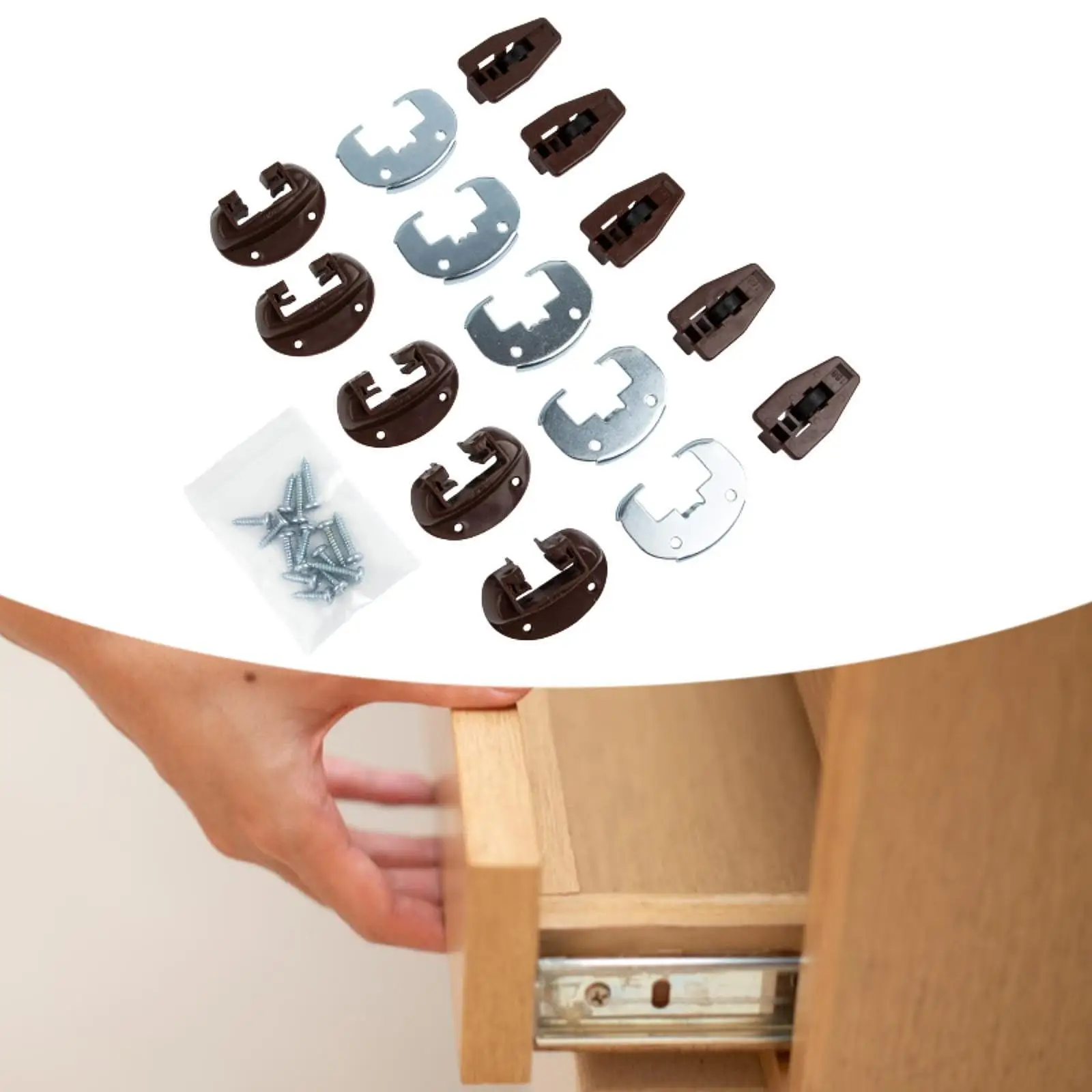 Kit de reemplazo de diapositivas para cajones de tocador, prácticos cinco juegos para sistemas de cajones de mesita de noche, cajón de montaje central Kenlin Rite-trak II