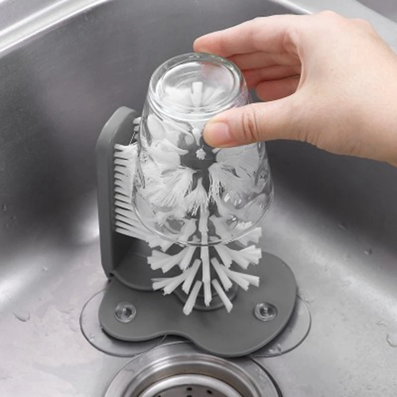 2 in 1 Sink Suction Cup Cleaning Brush Baby Pacifier Straw Scrubber Glass Bottle Brush Cup Drink Mug Brush Kitchen Clean Tools