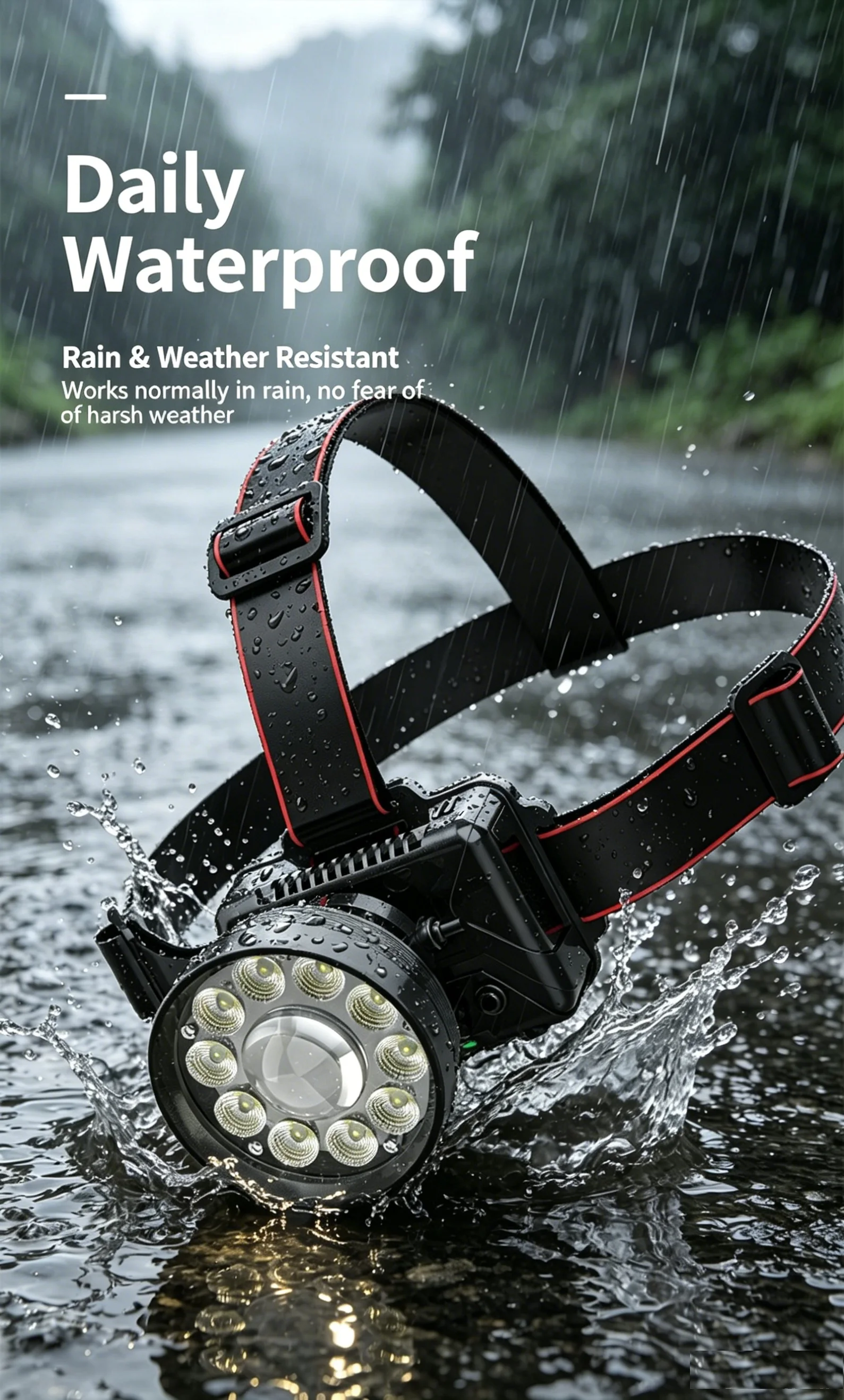 Rechargeable High Lumen LED Motion Sensor Headlamp, Super Bright Outdoor Headlight for Camping & Hiking
