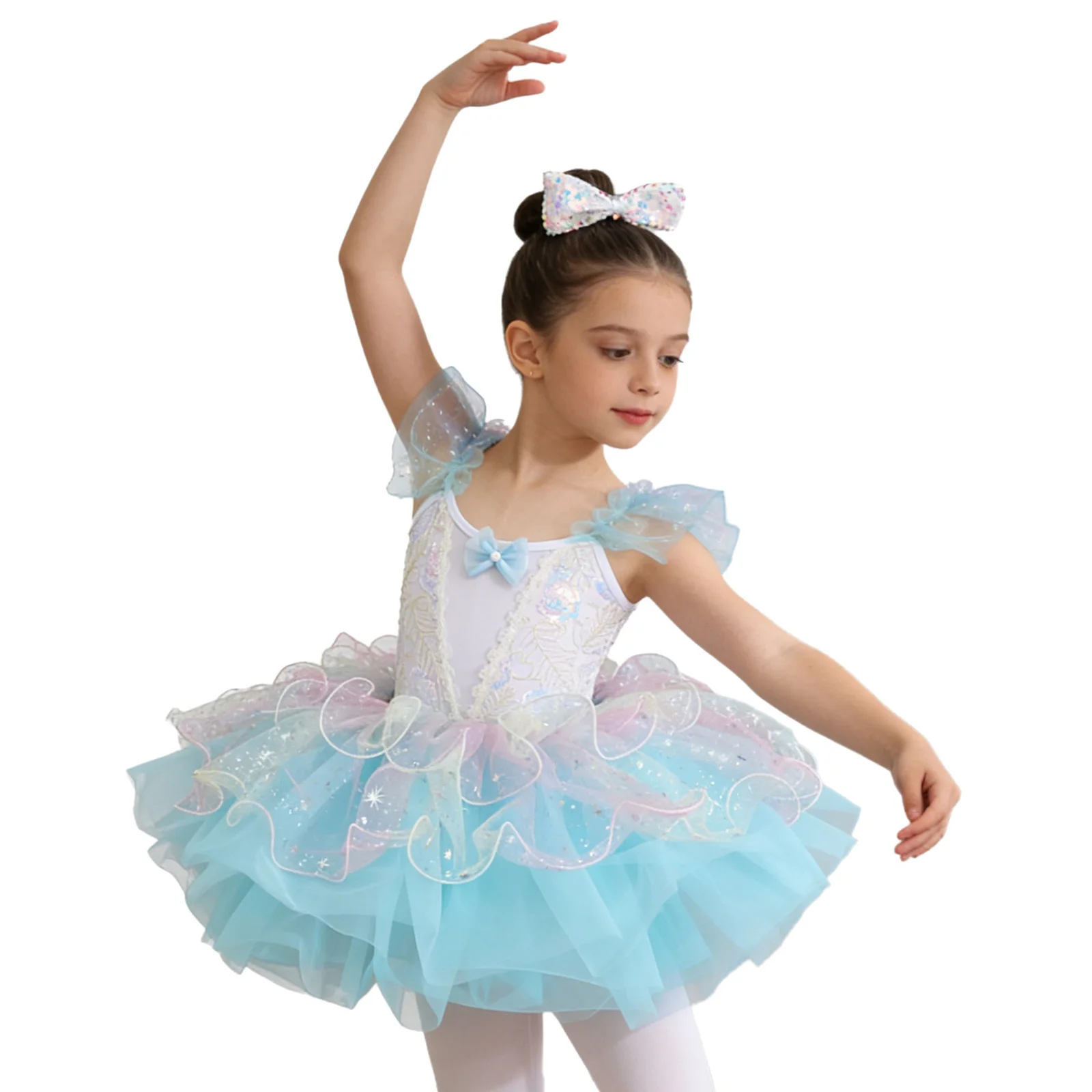 Kids Tutu Ruffle Sleeve Floral Ballet Tutu Dress Ballerina Costume Dance Performance Gymnastics Leotard Dress Princess Costume - view 6