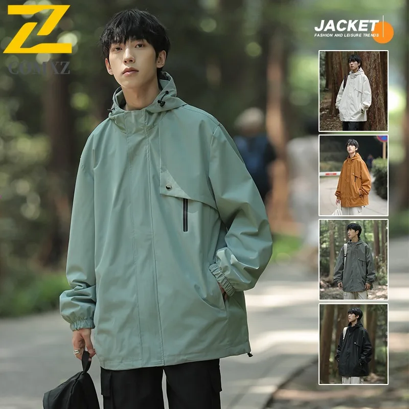 

COMXZ 2025 Men Women Outdoor Hiking Jacket Vintage American Style Couple Windproof Waterproof Sportswear Coat