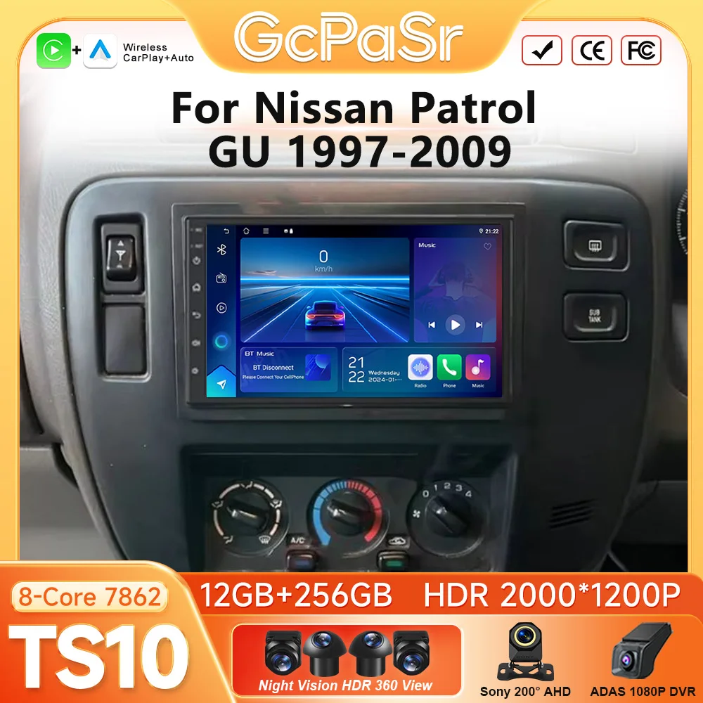 Carplay Android Auto For Nissan Patrol GU 1997-2009 5G Wifi GPS Navigation Car Radio GPS Car Intelligent Systems BT DVD Video