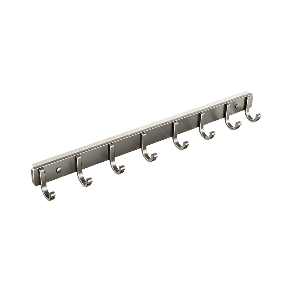 Damage-Free Wall Mounted Towel Hook Rack with 8 Heavy-Duty Hooks for Bathroom Kitchen Bedroom Closet Entryway Rental Use