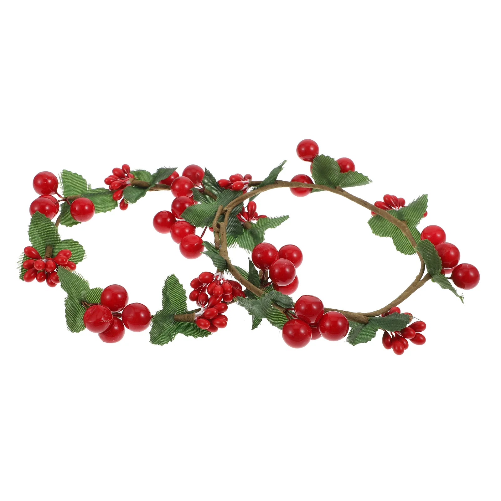 

2 Pcs Desktop Adornment Round Chic Wreath Christmas Candlestick Decor Holder Xmas Man Party Decorative for Cup