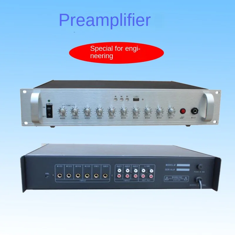 Public Address Preamplifier Usb Independently Adjustable Line Volume Signal Amplifier