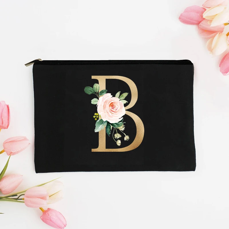 Bloemen Brief Make-Up Tas Make Bruidsmeisje Make Tassen Bachelorette Party Gift Vrouwen Zipper Pouch Travel Organizer Case