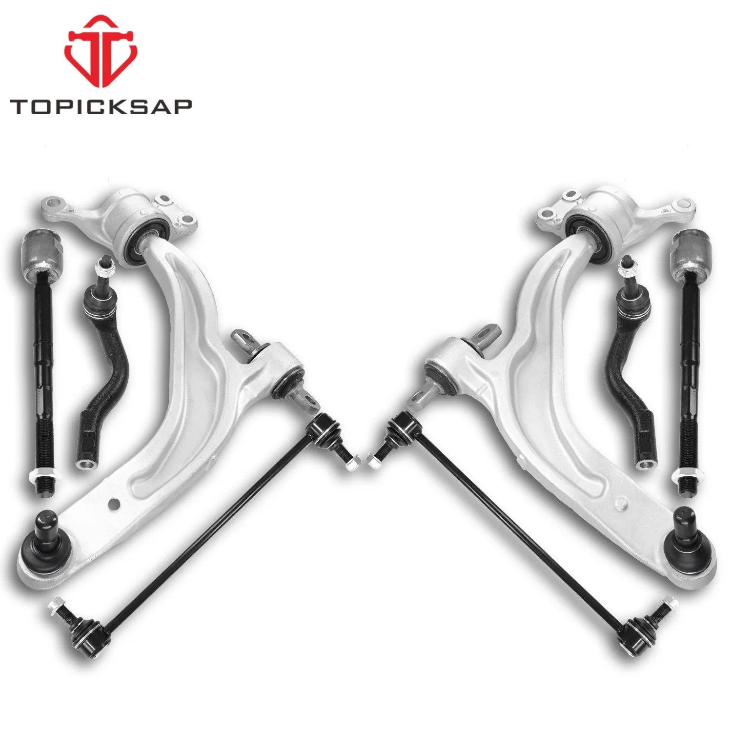 

TOPICKSAP 8Pcs Front Lower Control Arm w/BJ Bushings Sway Bar Link Tie Rod for Chrysler Pacifica 17-25 Voyager 20-25 Grand Carav