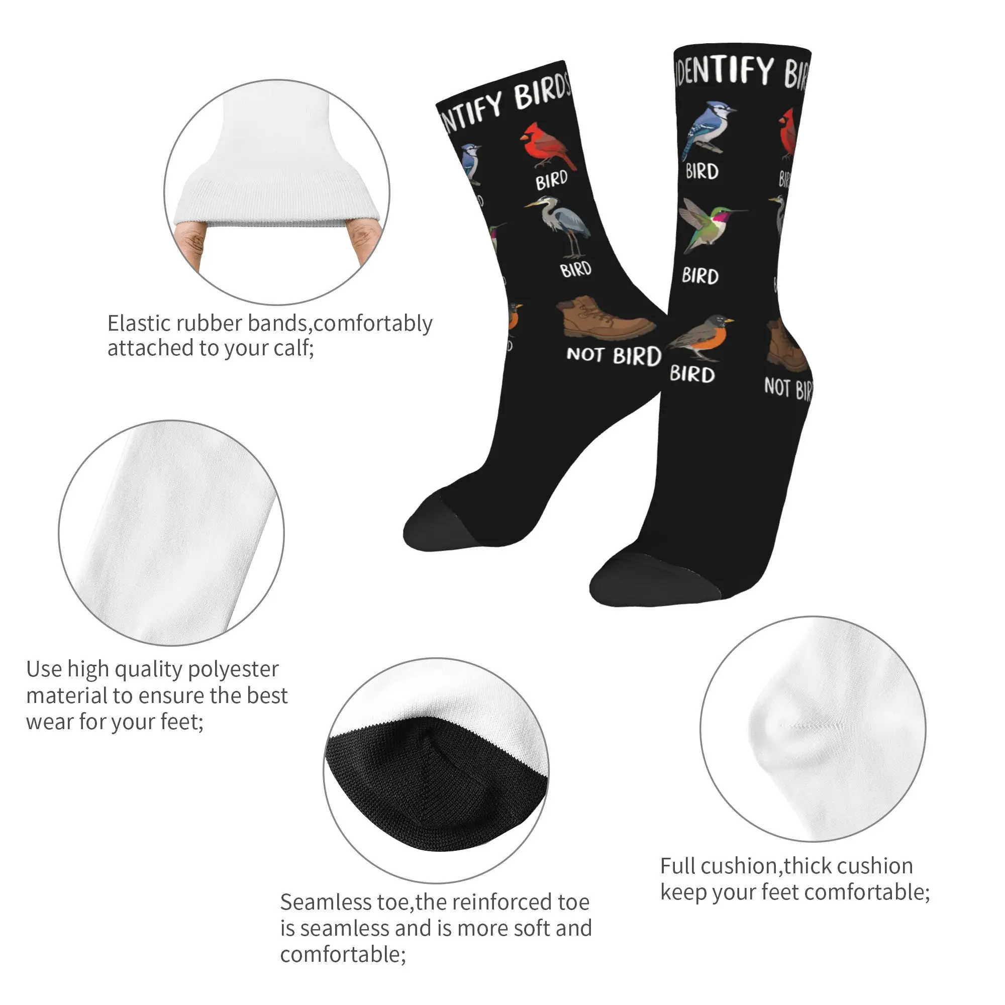 Winter Warm Casual Unisex How to Identify Birds Birding Bird Watcher Socks  Non-slip Middle Tube Socks