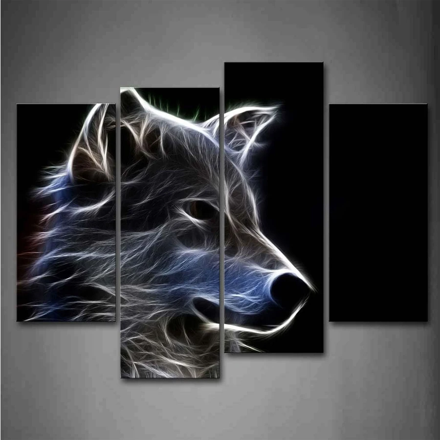 Fantasy Animal Painting 5D Diy Diamond Accessories abstract Gray Wolf Mosaic Embroidery Cross Stitch Kit 4 pcs Home Decoration