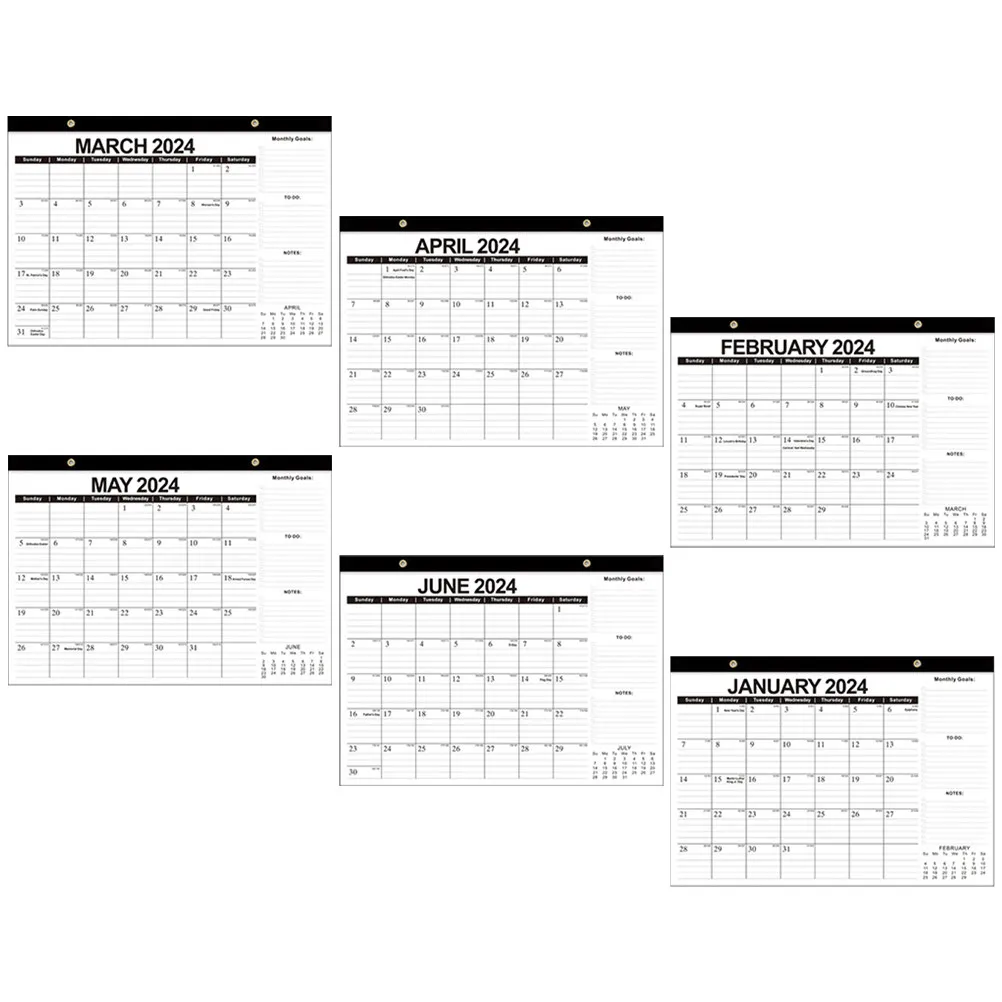 

Sturdy Paper Wall Calendar with Perforated Hanging Hole Design for Home Office Daily Planning Clear Printed