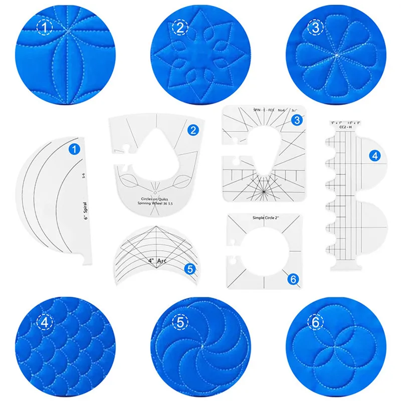 6 sztuk patchworkowa linijka narzędzia do pikowania linijka do pikowania szablony zestaw DIY odzież materiały krawieckie Quilter\'s linijka szycia